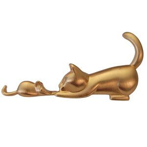 Anne Klein Matte Gold Tone Cat Mouse Brooch Pin E525